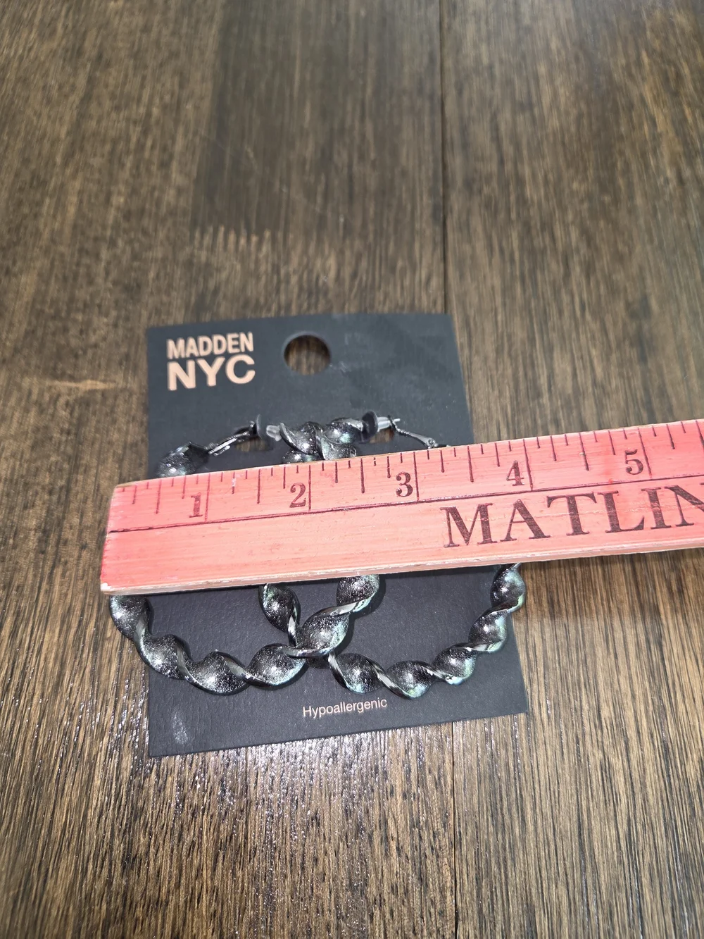 Madden‎ NYC Twisted Hoop Earrings in Gunmetal Sparkle